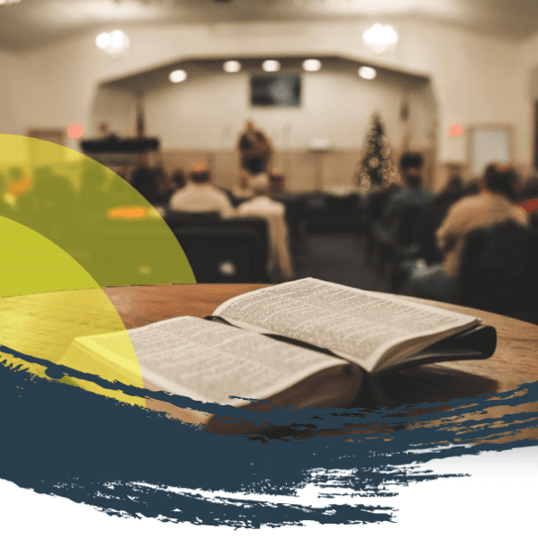 Photo of inside of the church with Bible open on table